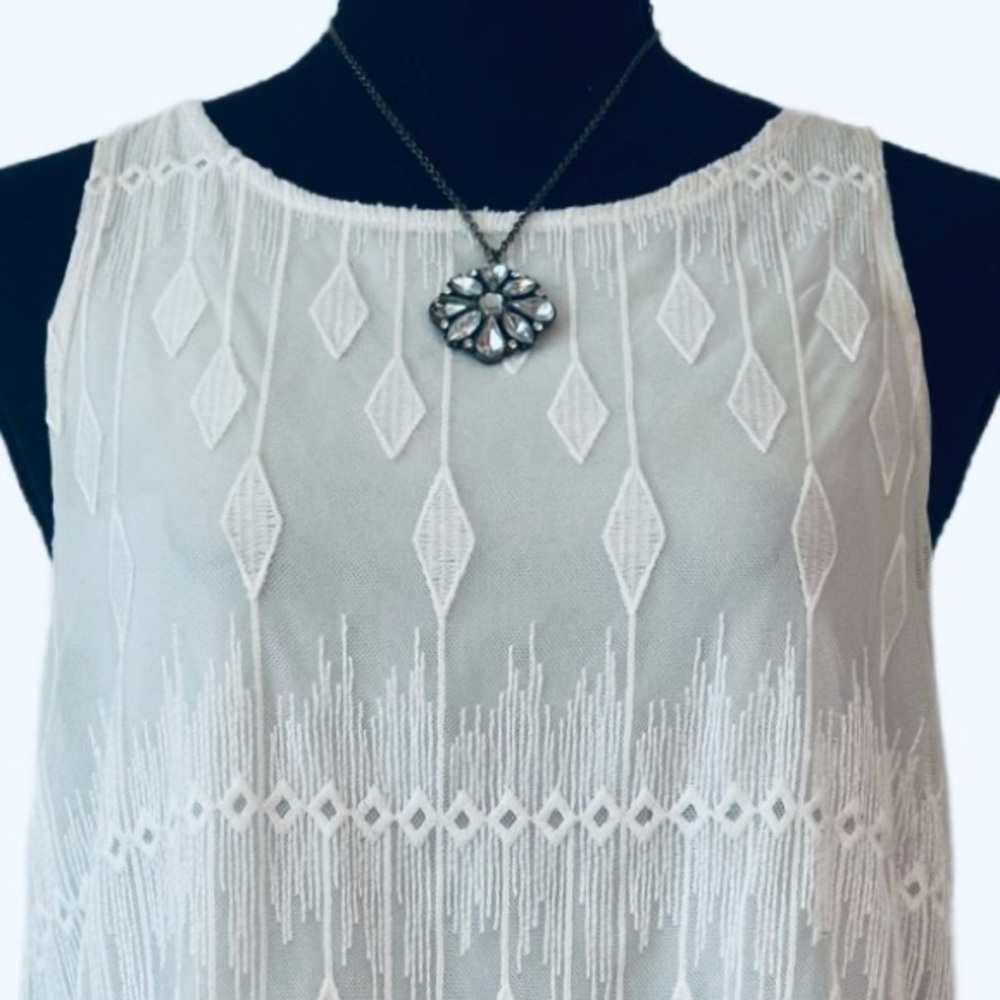 ALFANI ~ Women’s quality sleeveless zipper back lined embroidered top size S - Picture 4 of 8